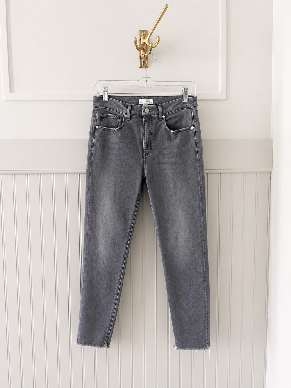 LOFT Gray Cropped Straight Jeans